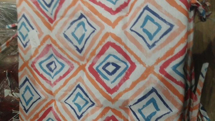 narancssárga rombuszos megkötős ülőpárna <br/>40x40x4 cm-Pamut  huzattal
